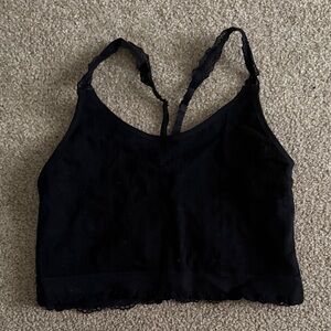 Black Lace Trim Crop Top